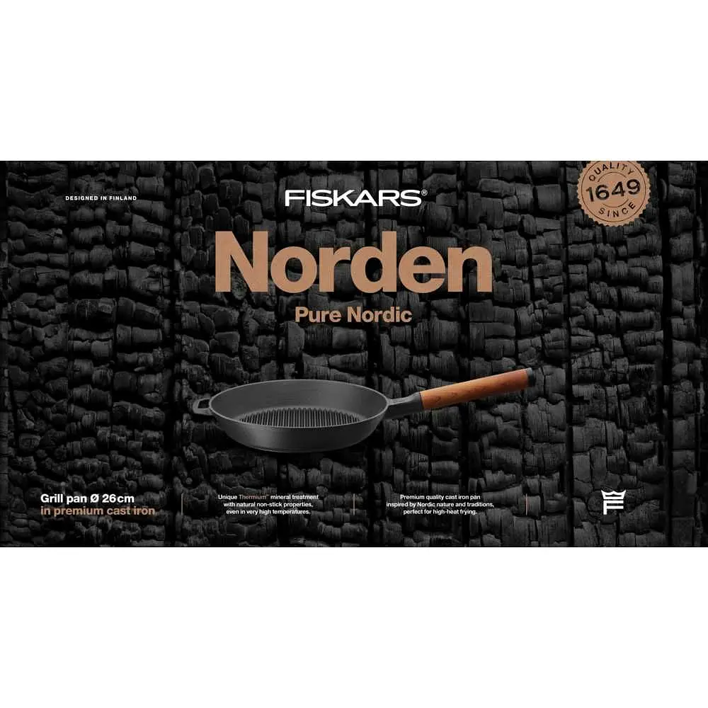Сковорода-гриль Fiskars Norden чугунная 26 см (1026570) - фото 8