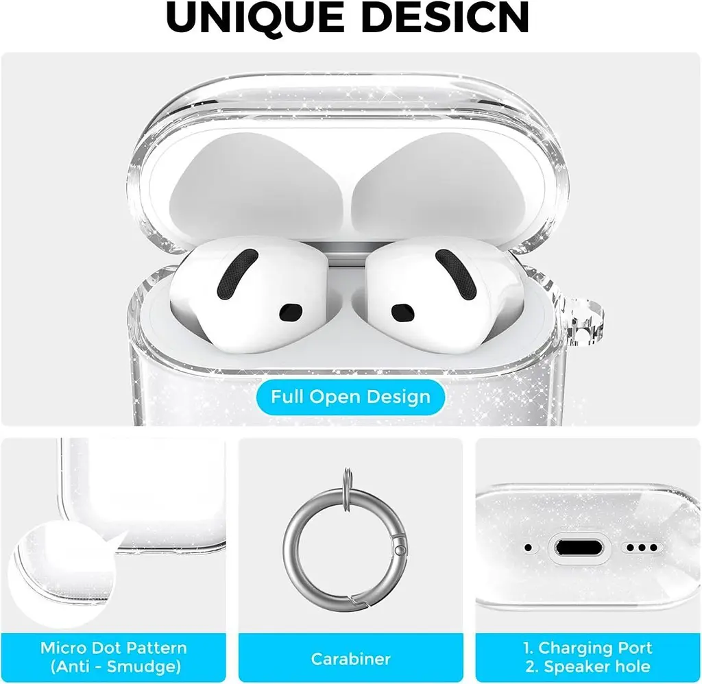 Чохол AhaStyle Silicone Case для Apple AirPods 4 Transparent Glitter (CP-WG164-CGR) [133822] - фото 2