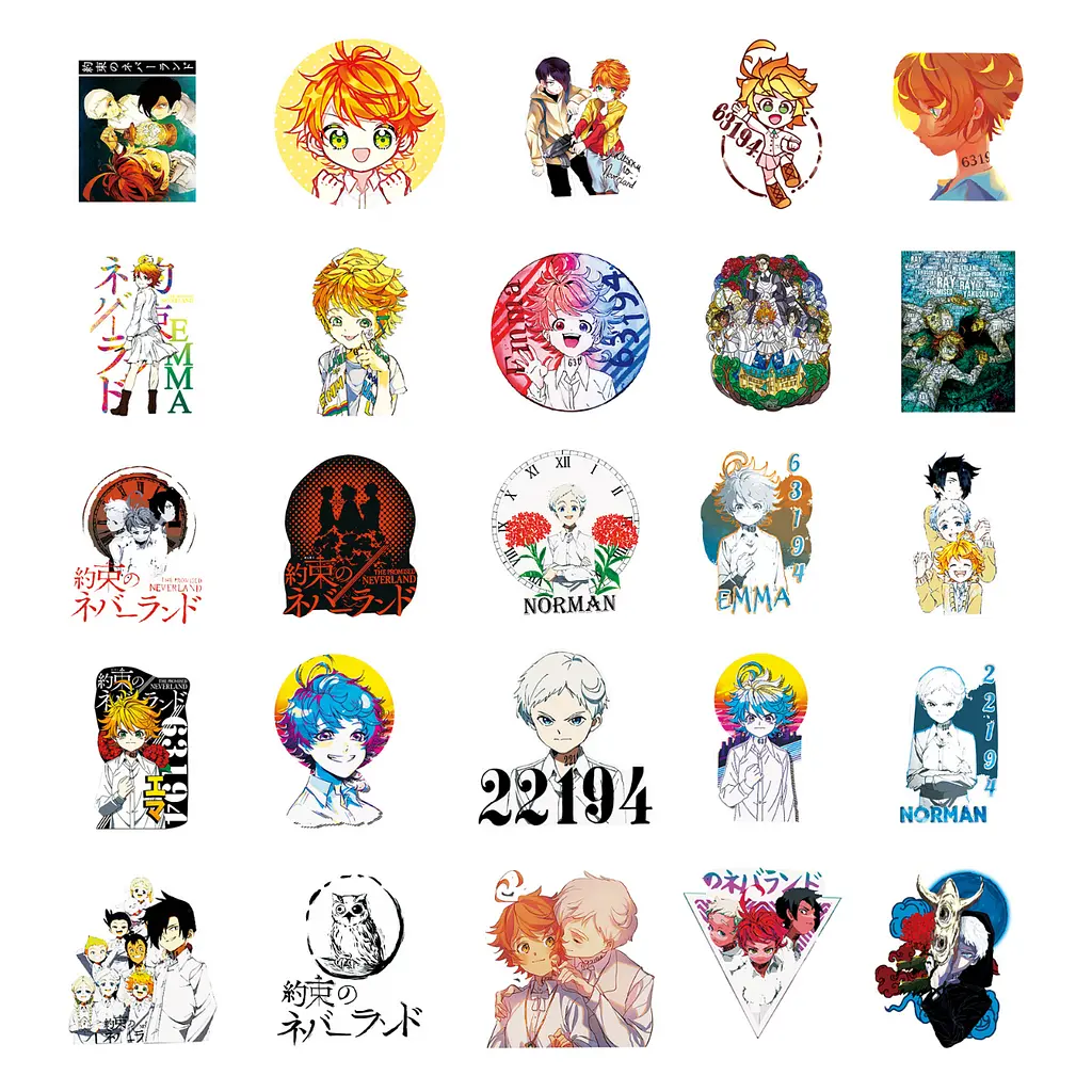 Стікерпак Обіцяний Неверленд Набір наклейок GeekLand The Promised Neverland 50 штук - фото 3