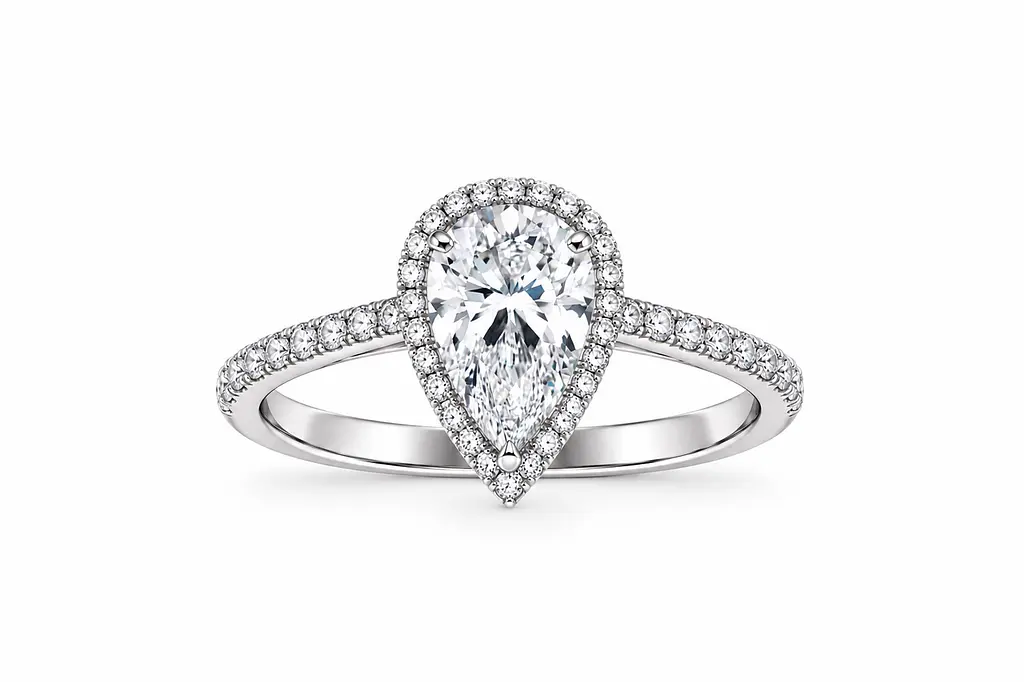 Золота каблучка Jewellery Continent з діамантом 1,00 ct огранки "Груша" 19 (К-0940)