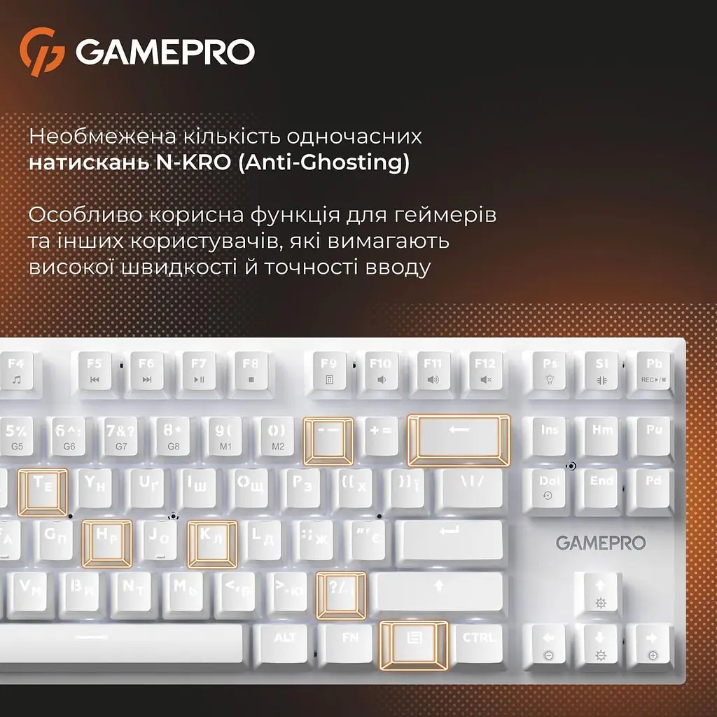 Клавіатура GamePro Genesis Joker 87% Red switches (MK124W) - фото 7
