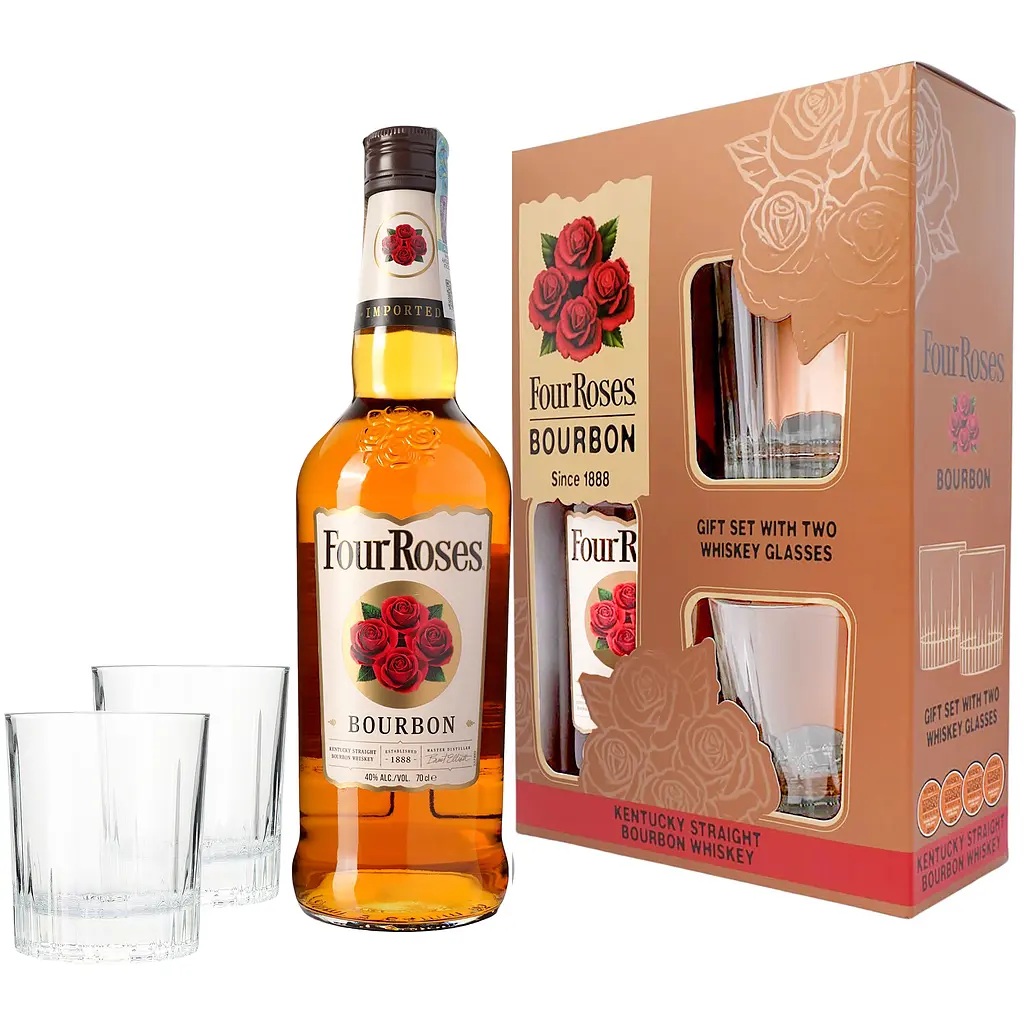 Уцінка. Віскі Four Roses Kentucky Straight Bourbon Whiskey, 40%, 0,7 л + 2 склянки (29907)