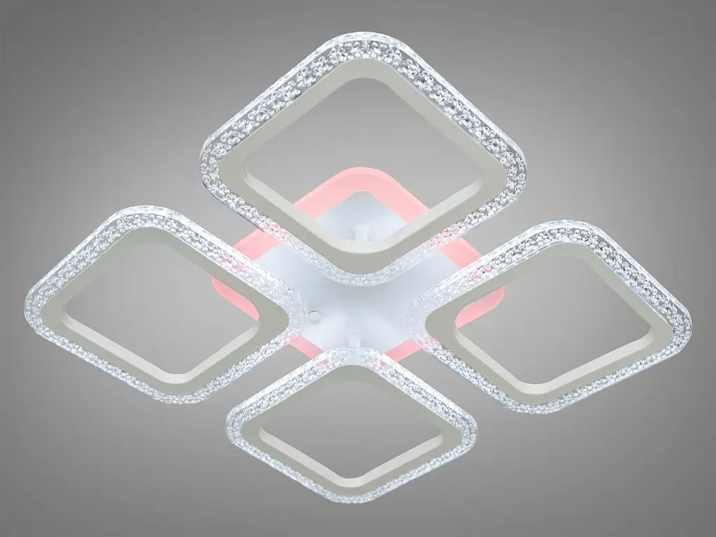 Стельова LED-люстра Diasha AS8170/4WH, квадрати, 55 W, пульт ДК - фото 4