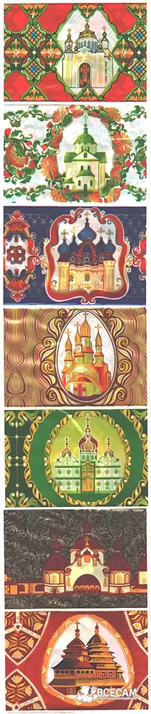 Термоетикетка для великодніх яєць / великодня стрічка "Церкви" (для 7 яєць), Украса 81793 - фото 2