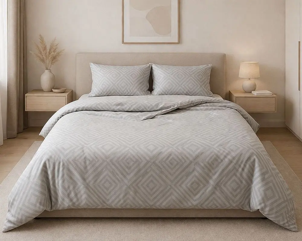 Постільна білизна LARA бязь d11266s Ромб Light Gray сімейна