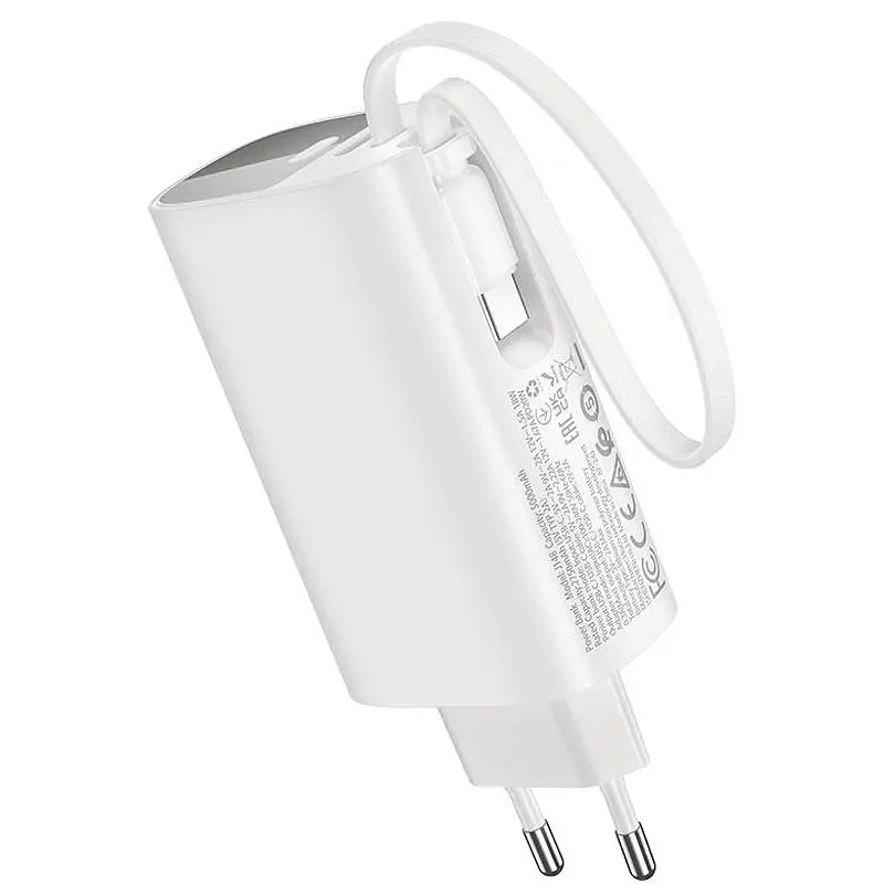 Портативний ЗП Power Bank Hoco J148 Handy PD20W with cable 5000 mAh White - фото 2