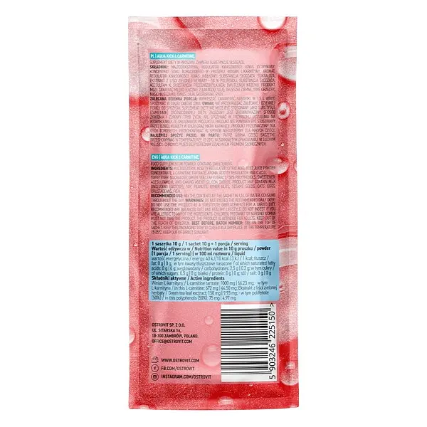 Жироспалювач OstroVit Aqua Kick L-Carnitine 24*10 грам - фото 2