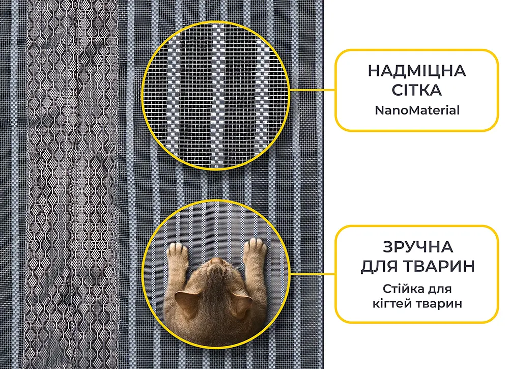 Москітна сітка на магнітах для дверей Fabrika King Kong, колір сірий, розмір 92х200 см - фото 8