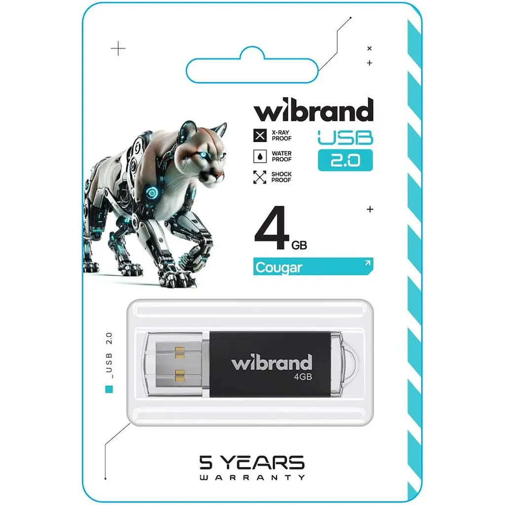 USB флеш-накопичувач Wibrand Cougar 4GB USB-A 2.0 Black (WI2.0/CU4P1B) [170476] - фото 2