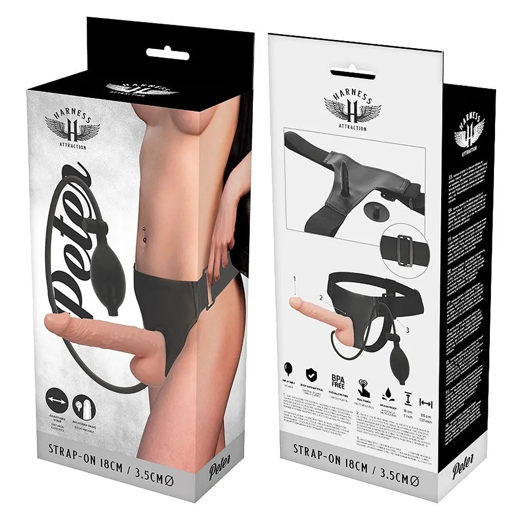 Страпон Harness Attraction Peter Strap-on Black, 18 см (тілесний) - фото 5