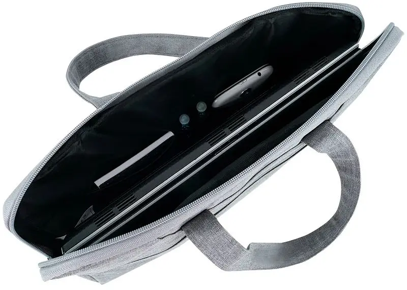 Сумка для документов текстильная А4 1 отдел светло-серая (1632-01-A) - фото 5