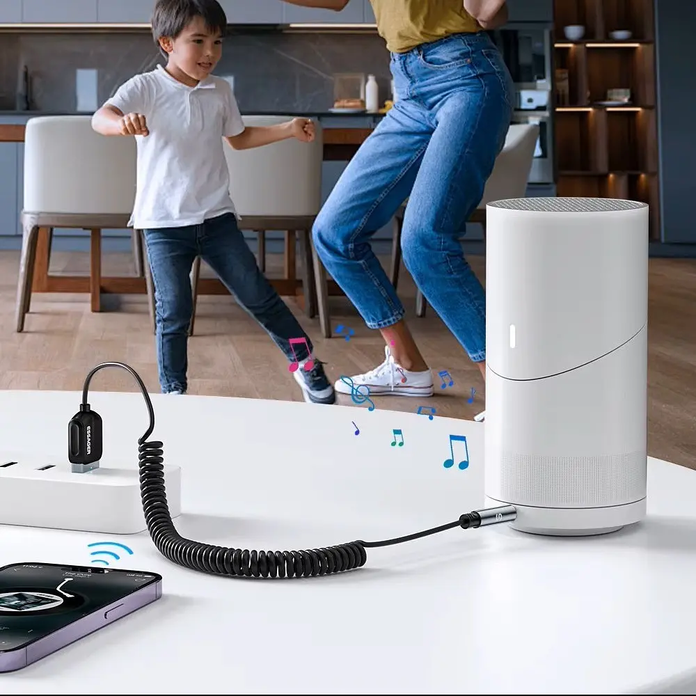 Bluetooth-трансмітер Essager Lingfeng USB to 3.5mm Bluetooth 5.0 Сірий (EBT-LF01-P) - фото 7