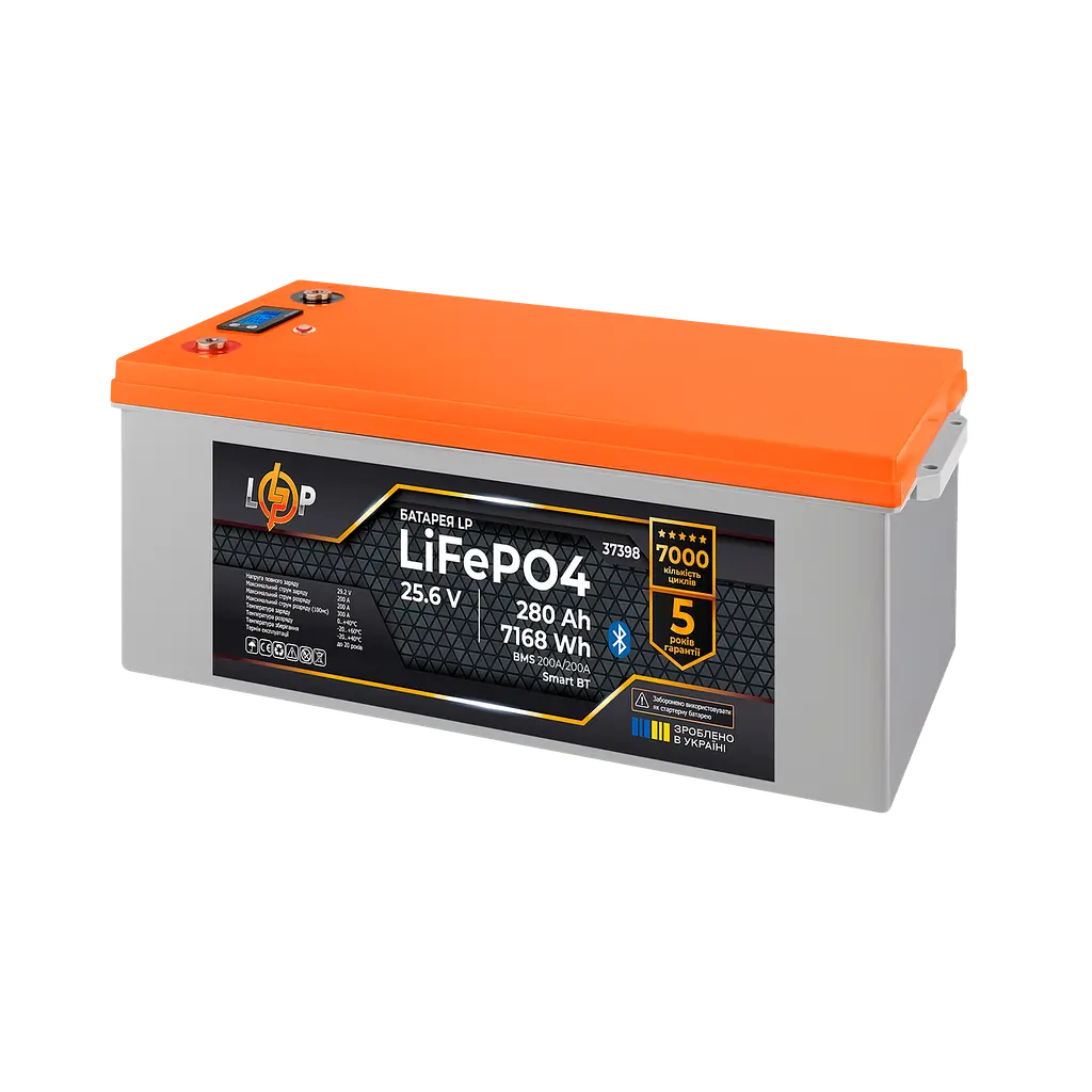Акумулятор LP LiFePO4 25,6V - 280 Ah (7168Wh) (BMS 200A/200А) пластик Smart BT - фото 2