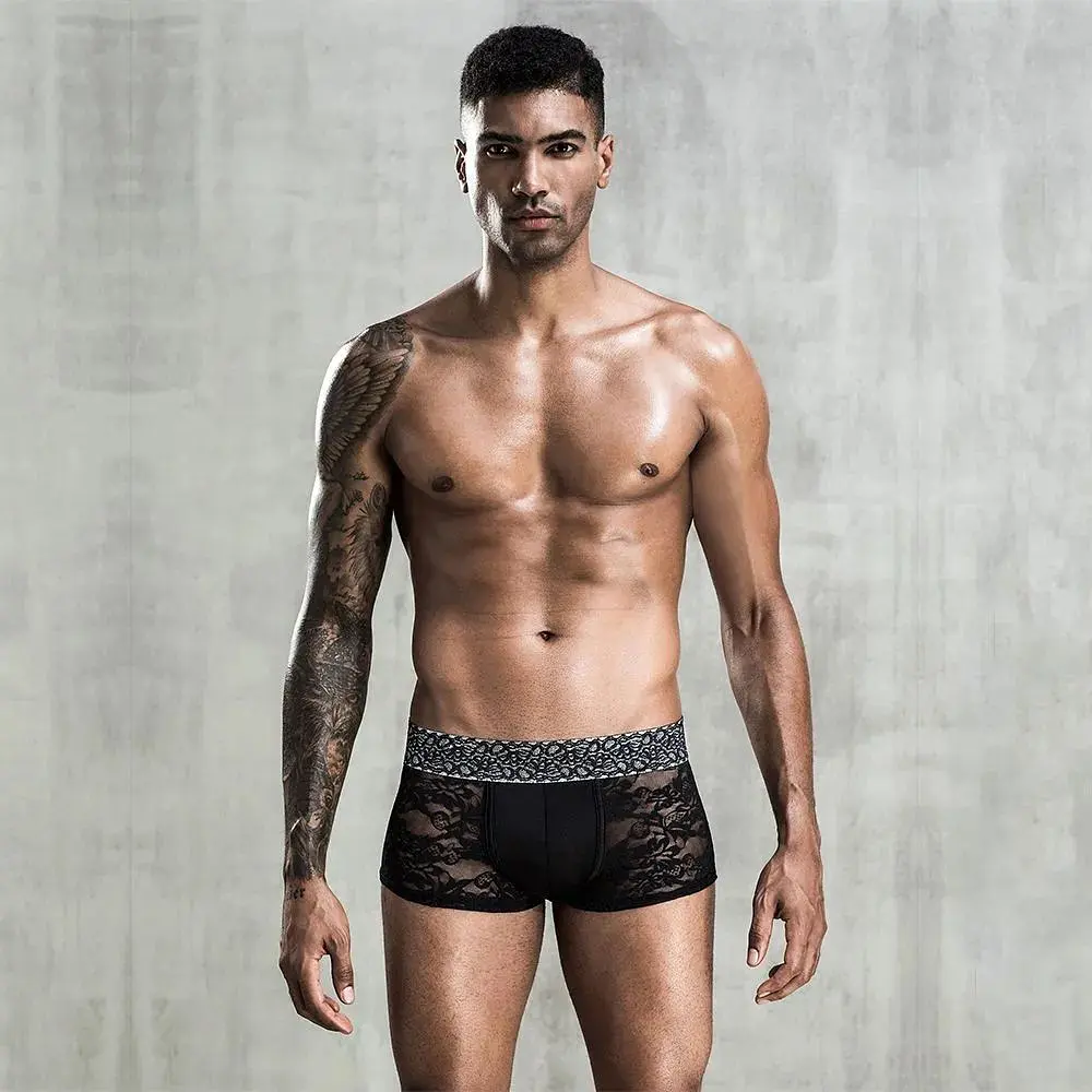 Чоловічі мереживні труси боксери JSY One Size Black - фото 2