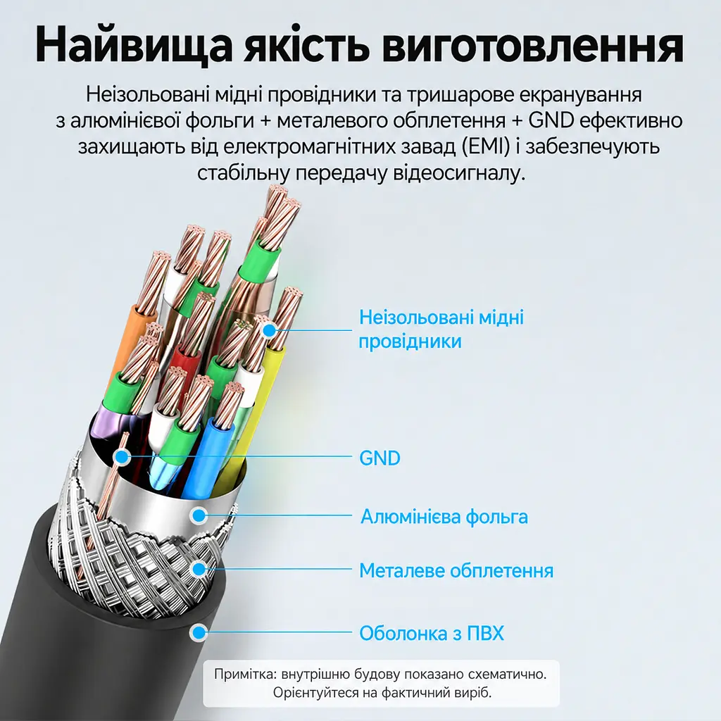 Кабель для передавання відео й аудіо Vention 3 м штекер Micro HDMI до виходу джерела та повнорозмірний штекер HDMI Type A до входу дисплея 4K 60 Гц підтримка HDR пропускна здатність 18 Гбіт/с тришарове екранування чорний (AGIBI) - фото 5