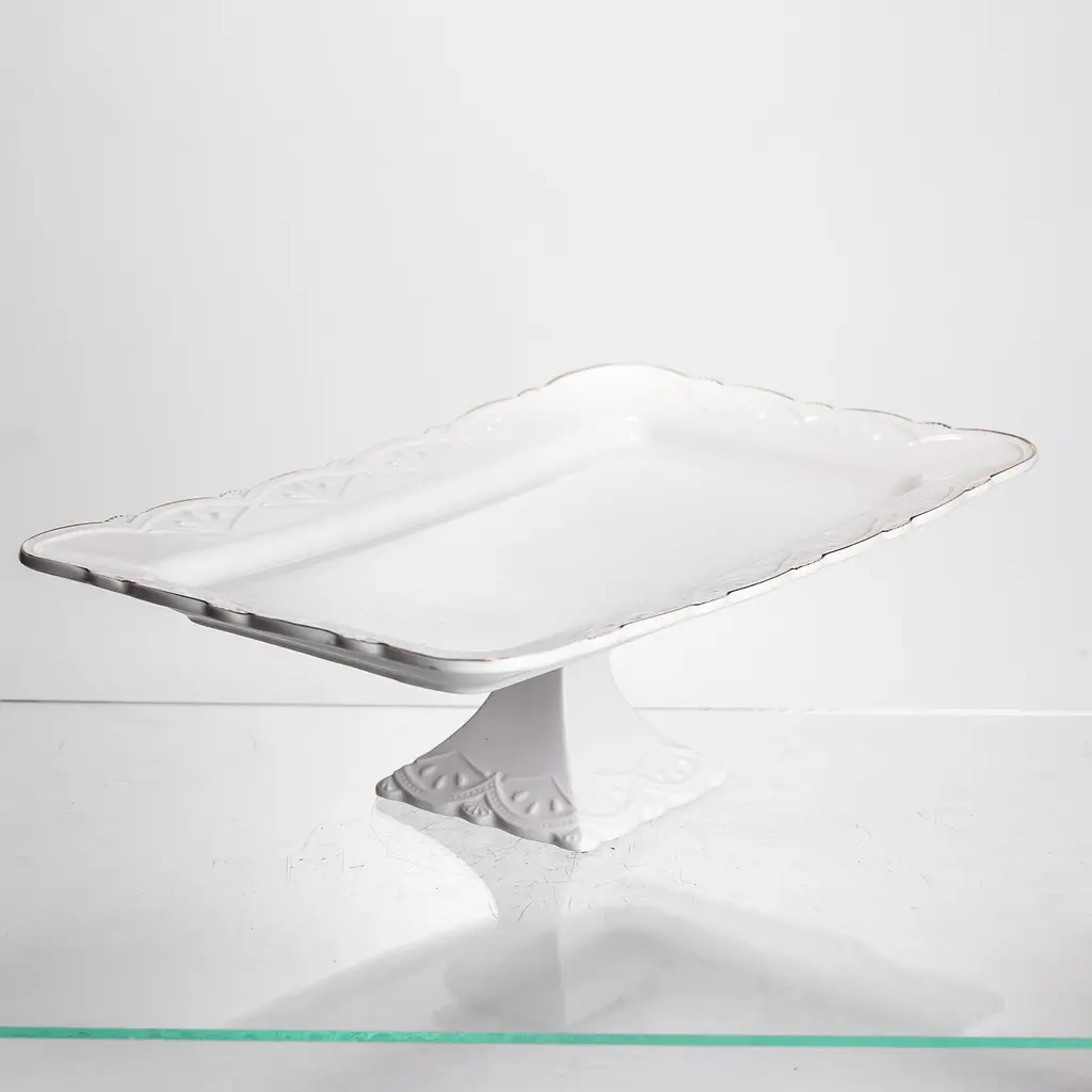 Тортівниця порцелянова  Yiwu  White Square 35.5х35.5 см квадратна на ніжці Yiwu 120-YH-HG060 - фото 3
