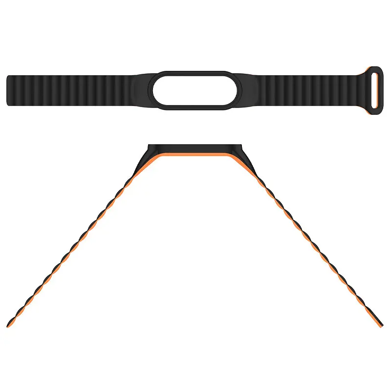 Ремешок Dual-color Magnetic для Xiaomi Mi Band 7/6/5/4/3 Black / Orange - фото 4