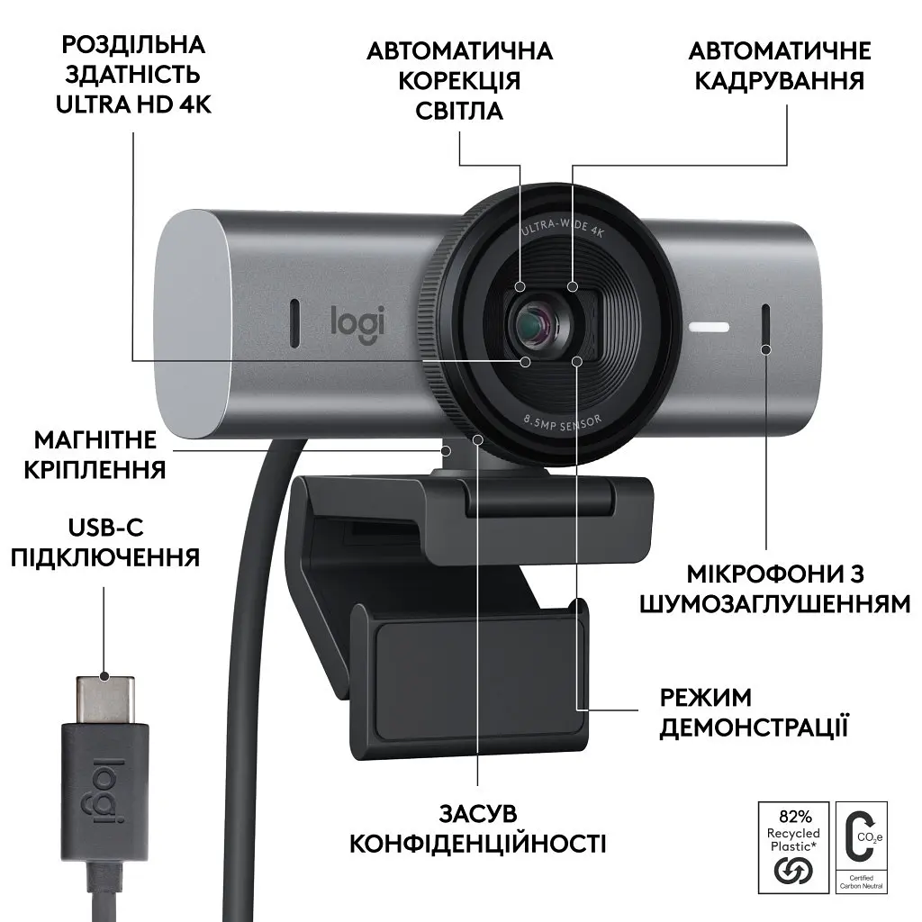 Веб-камера Logitech MX Brio 705 for Business 4K Graphite (960-001530) - фото 8