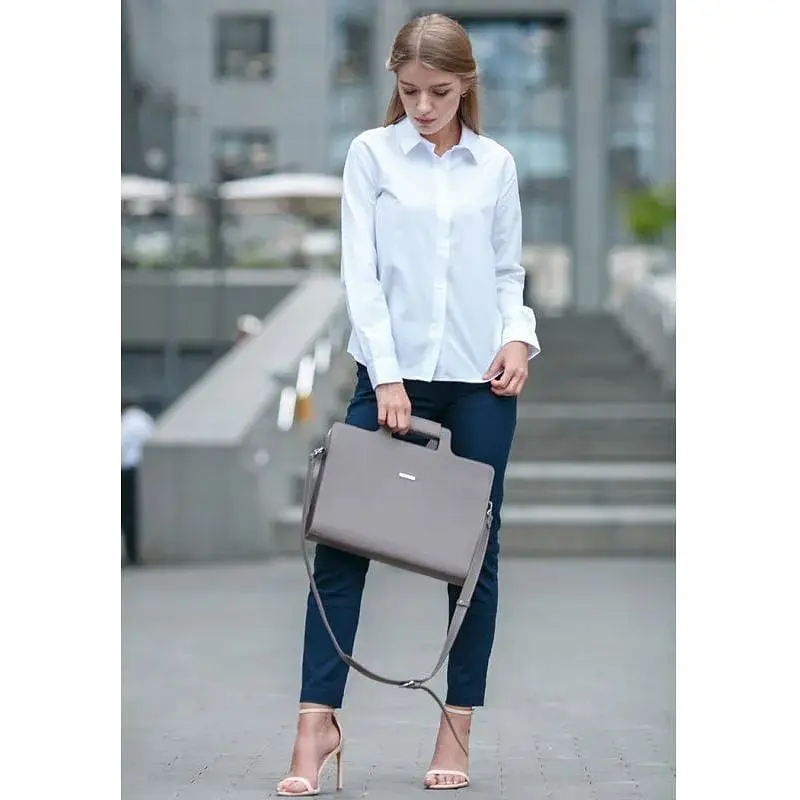 Сумка для ноутбука та документів BlankNote Жіноча шкіряна 15 Brown-Beige (BN-BAG-36-beige) - фото 8