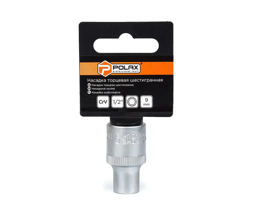 Головка торцева Polax автомобільна шестигранна 9 мм, 1/2", CrV (25-083) - фото 2