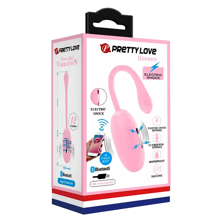 Віброяйце Pretty Love Doreen Electric Shock Egg Light Pink (App) - фото 8