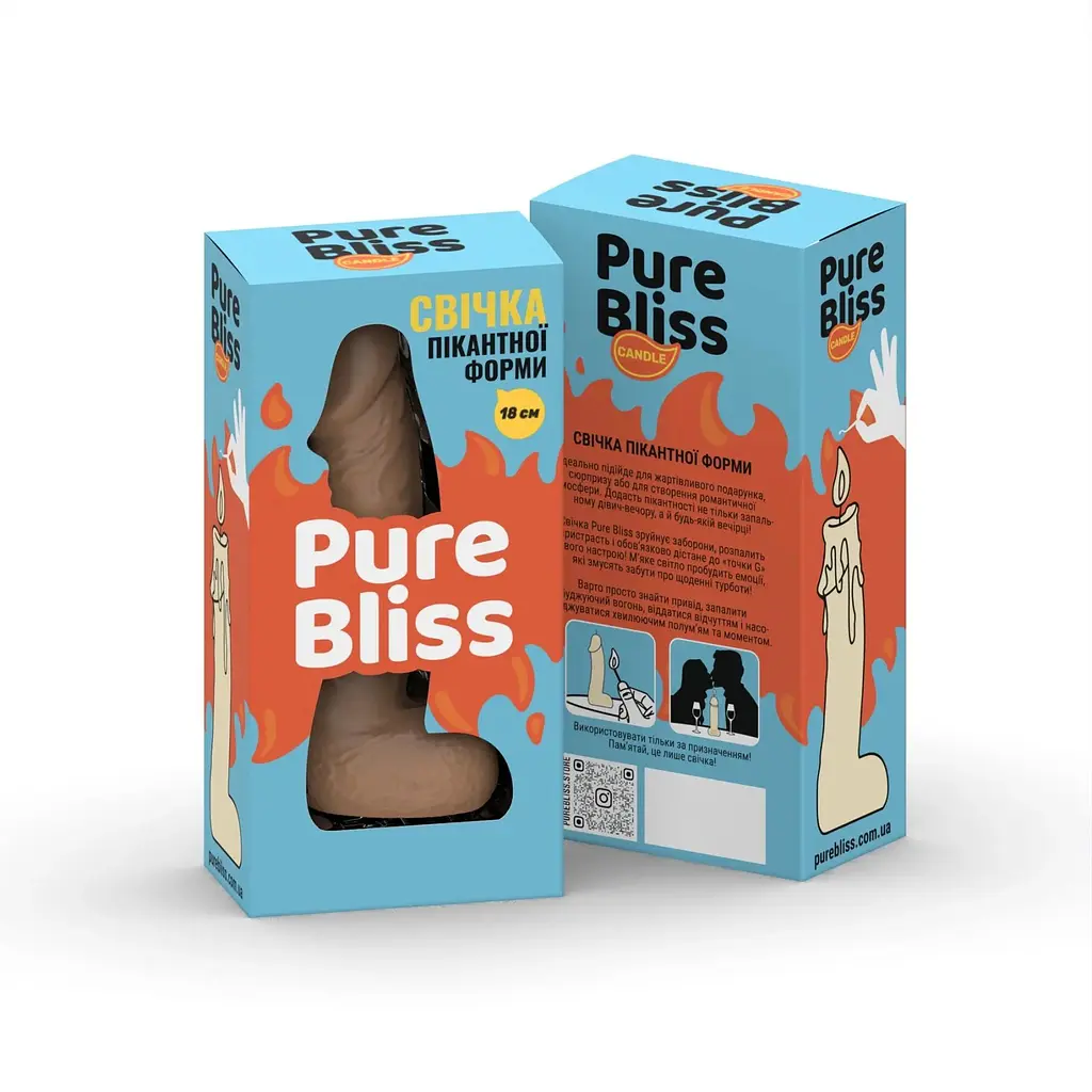 Свічка у вигляді члена Pure Bliss Big Brown 18 см - фото 7