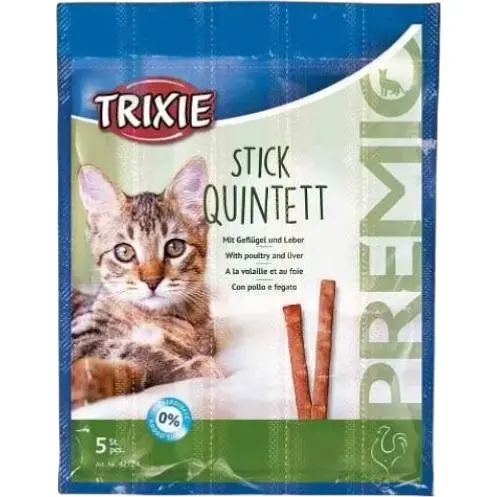 Ласощі для котів Trixie Premio Stick Quintett палички з домашньою птицею та печінкою 5 г 5 шт.
