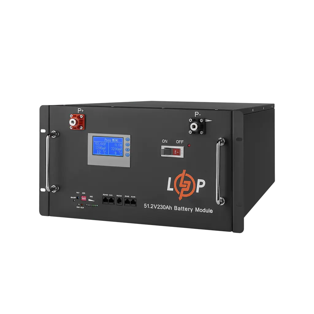 Аккумулятор LP LiFePO4 48V (51,2V) – 230 Ah (11776Wh) (Smart BMS 200A) с LCD RM RS485/CAN - фото 2