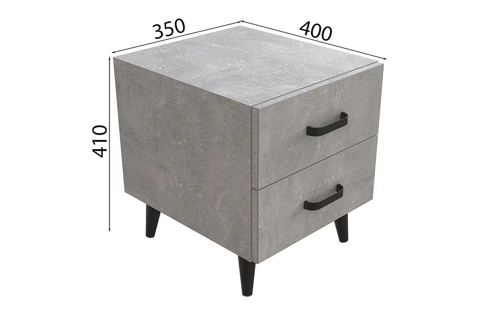 Тумба Віва 2 на конусних ніжках Ferrum-decor 41x35x40 Чорний метал ДСП Бетон 16 мм (FRD-106809) - фото 4