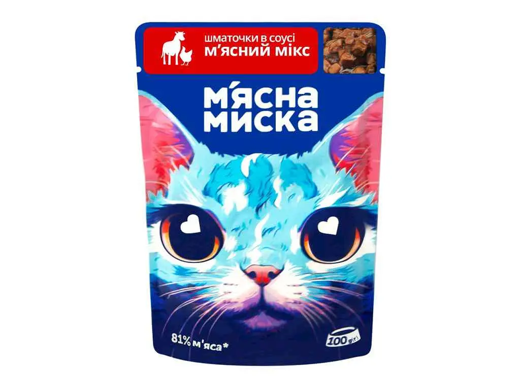 Пауч М'ЯСНА МИСКА Пауч 100г для котів шматочки в соусі м'ясний мікс