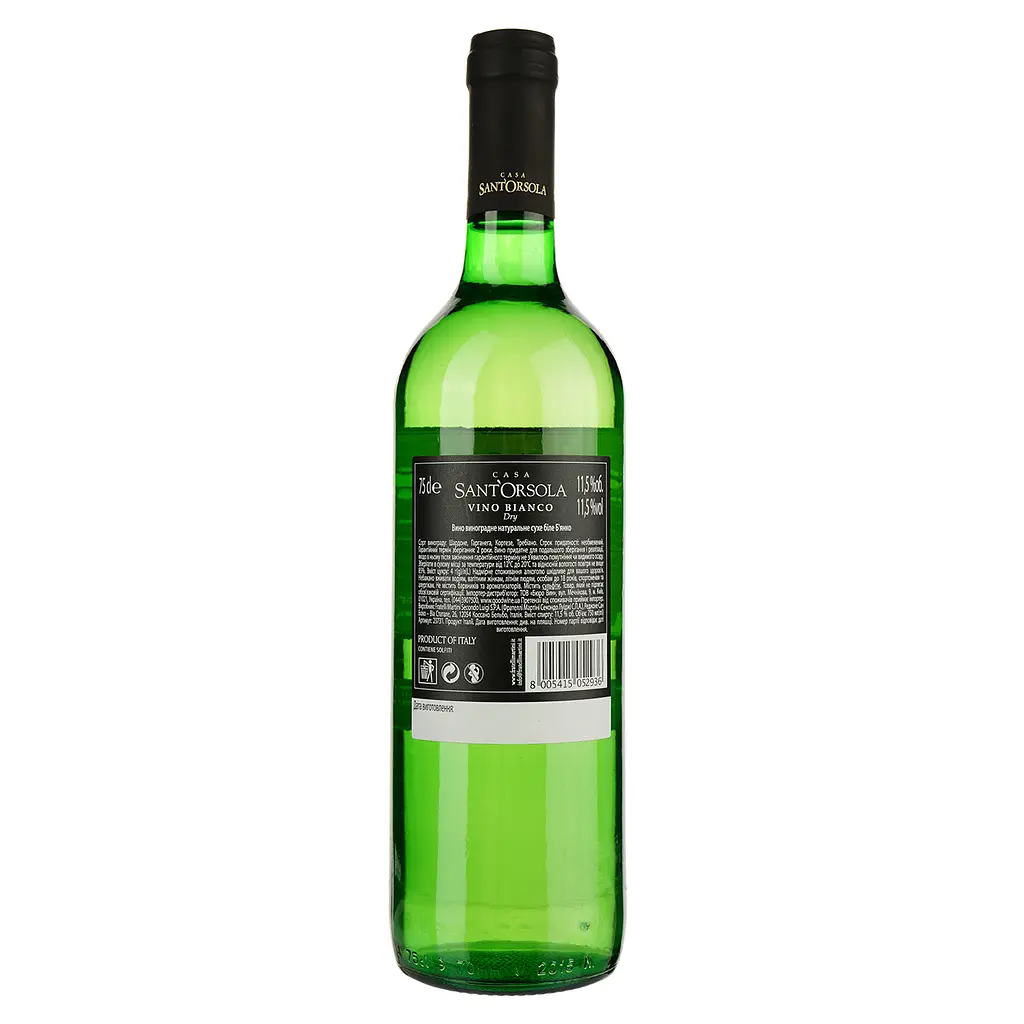 Вино Sant'Orsola Bianco, 11%, 0,75 л - фото 2