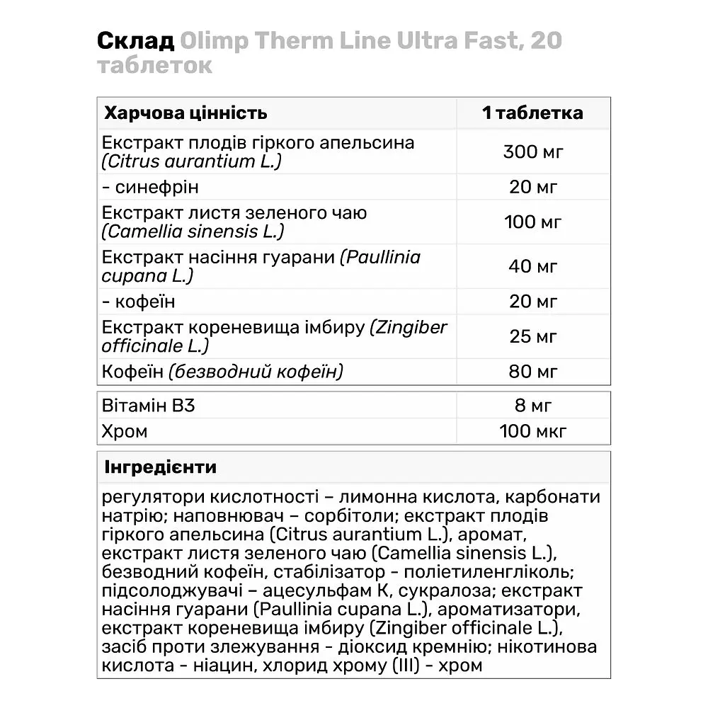 Жиросжигатель Olimp Therm Line Ultra Fast, 20 таблеток - фото 3