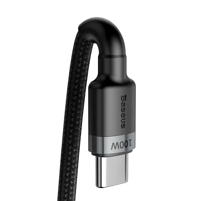 Кабель Baseus Cafule Metal USB-C to USB-C 100W 2m Gray/Black (CATKLF-ALG1) [75256] - фото 4