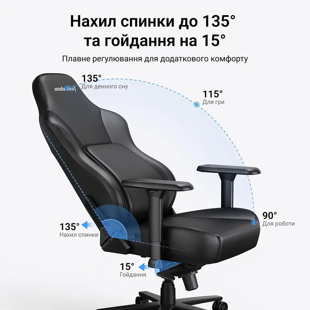 Ігрове крісло Anda Seat Phantom 4 Pro L Black Fabric (AD18YSDC-72-B-F-B02) - фото 10