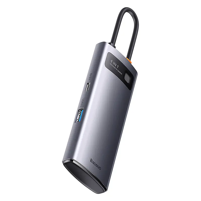 USB-хаб Baseus Metal Gleam Series 4-in-1 Multifunctional Type-C HUB Docking Station Gray（Type-C to USB3.0*4） (WKWG070013) - фото 6