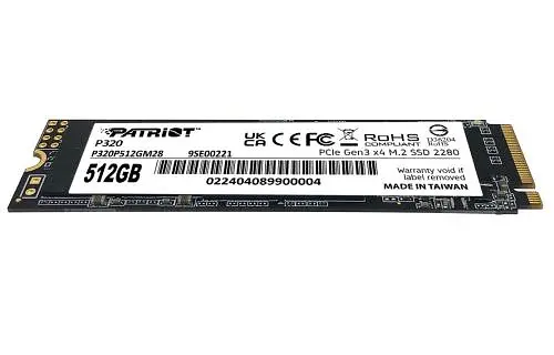 Твердотільний накопичувач SSD 512Gb, Patriot P320, PCI-E 3.0 x4, M.2 2280, 3D TLC, 3000/2200 МБ/с (P320P512GM28) - фото 2