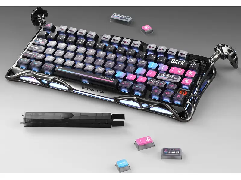 Клавіатура Gravastar Mercury K1 Pro Kailh Speedy Mint Cyberpunk (GSK1PRO_CBLK) - фото 11