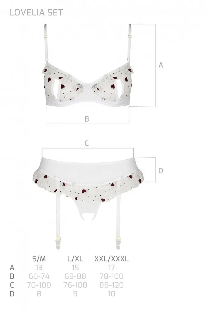 Комплект білизни Passion Lovelia Set, L/XL (білий) - фото 8