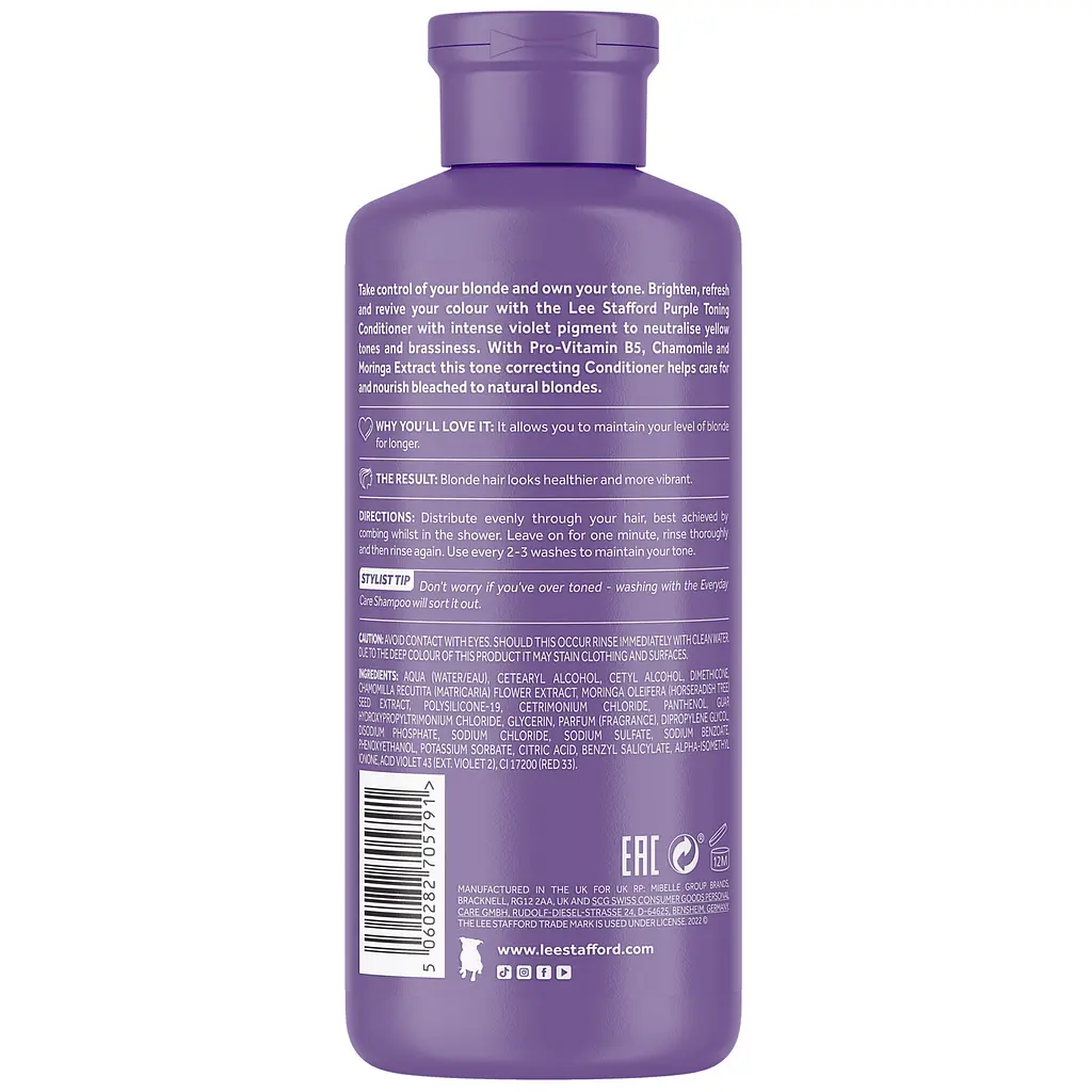 Кондиціонер для освітленого волосся Lee Stafford Bleach Blondes Purple Toning Conditioner тонуючий 250 мл - фото 2