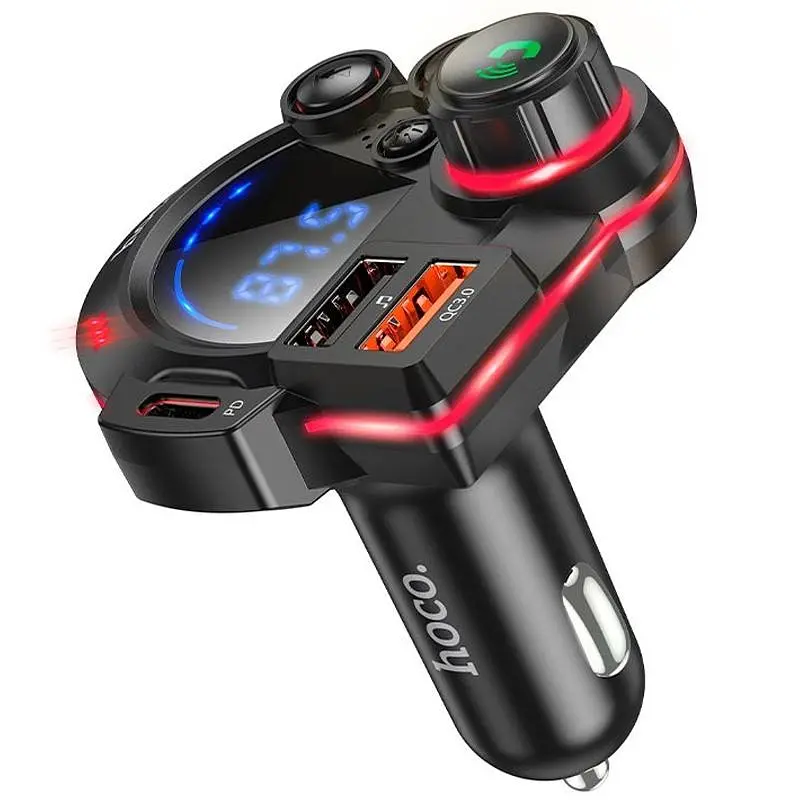 АЗУ FM модулятор Hoco DFM01 Legend 20W+QC3.0 (2USB-A/1C) Black - фото 4