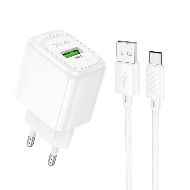 Мережевий зарядний пристрій з кабелем HOCO CS52A Surplus single-port QC3.0 charger set(Type-C) Білий