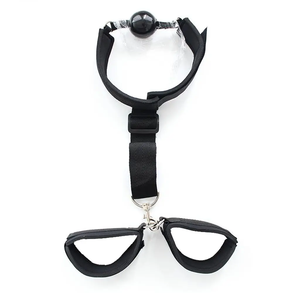 БДСМ набір Fetish Addict Gag Ball With Hand Cuff (чорний) - фото 3