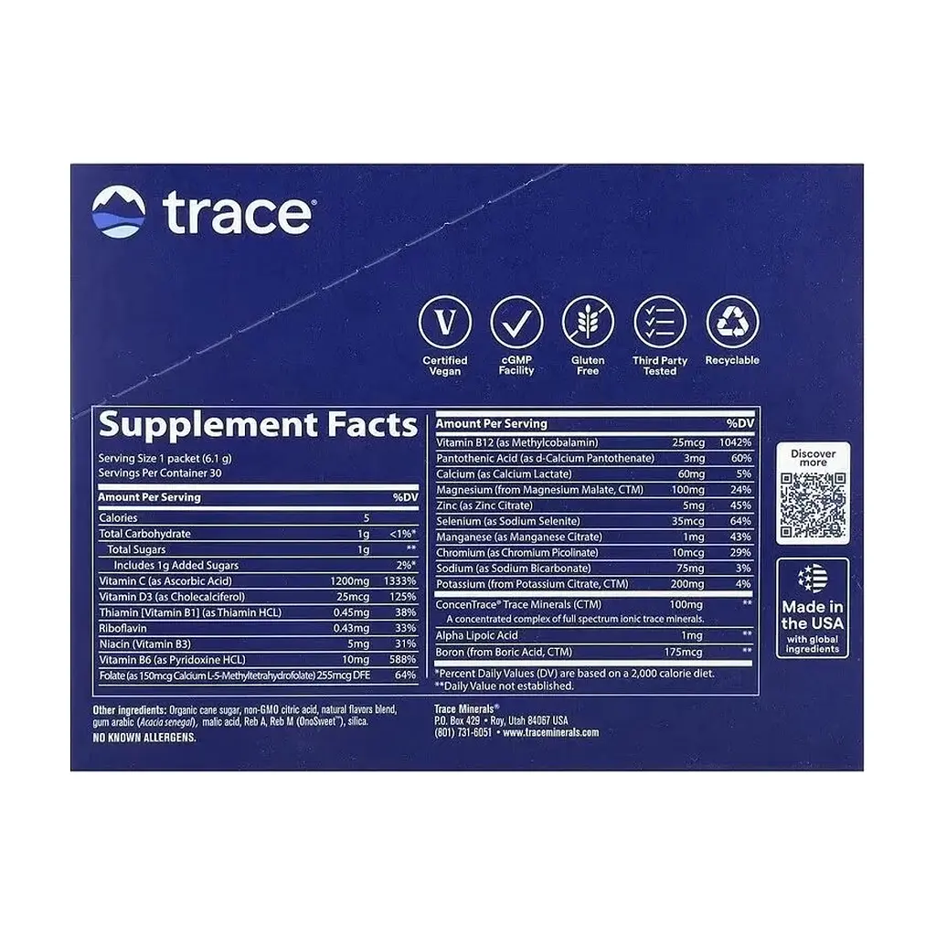 Вітамінно-мінеральний комплекс Trace Електроліти, смак лимон-лайм, Electrolyte Stamina PowerPak, 30 пакето (TMR00052) - фото 2