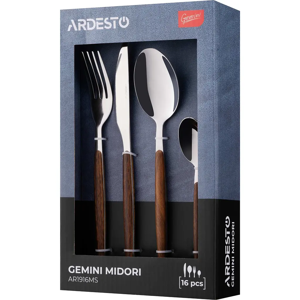 Набор столовых приборов Ardesto Gemini Midori коричневый 16 шт. (AR1916MS) - фото 6