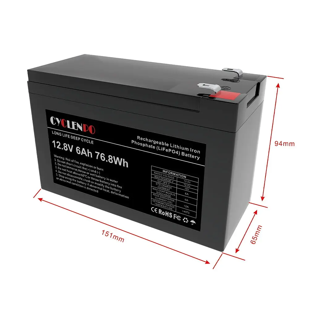 Акумуляторна батарея літій-залізо-фосфатна 12.8В 6Аг Cyclen 12.8V 6AH LiFePo4 (44-00079) - фото 6