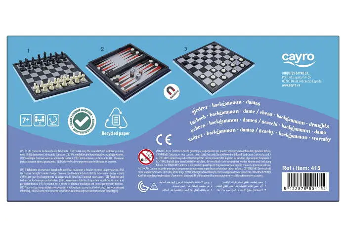 Настольная игра CAYRO Магнитные шахматы-шашки-нарды (поле 24х24 см) (415) - фото 6