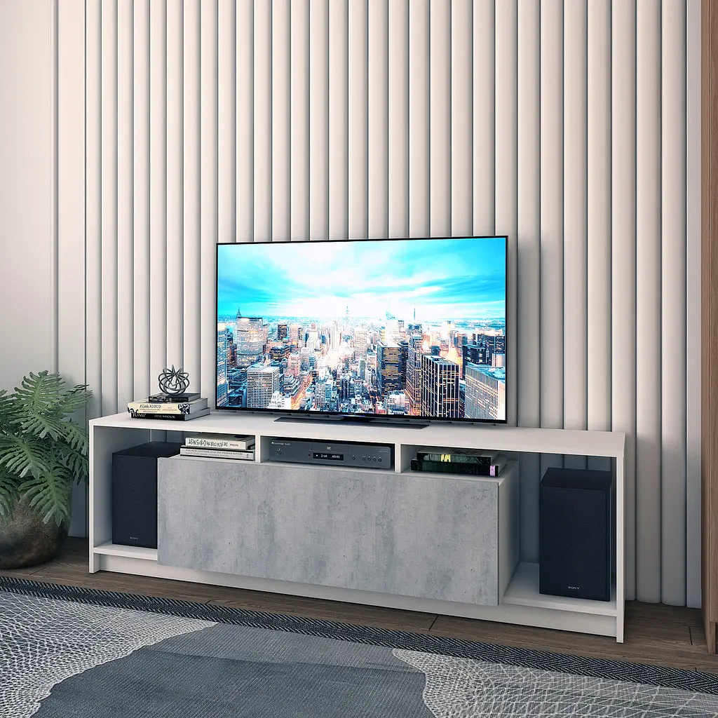 Стінка у вітальню Doros U1 Білий Бетон ДСП 160х38х48 см (41516013) - фото 7