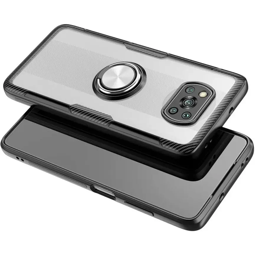 Чехол-бампер Primolux Ring Magnetic Stand для смартфона Xiaomi Poco X3 NFC Black - фото 2