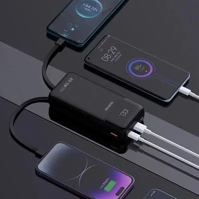 Батарея універсальна Dudao K15Pro 20000mAh PD/22.5W QC with built-in cables Black (6977196682430) - фото 4