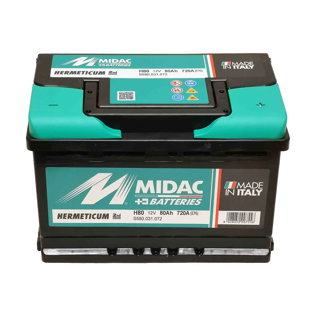 Аккумулятор 6СТ-80A MIDAC HERMETICUM, 12V, 80Ah (-/+) евро, EN720А - фото 2